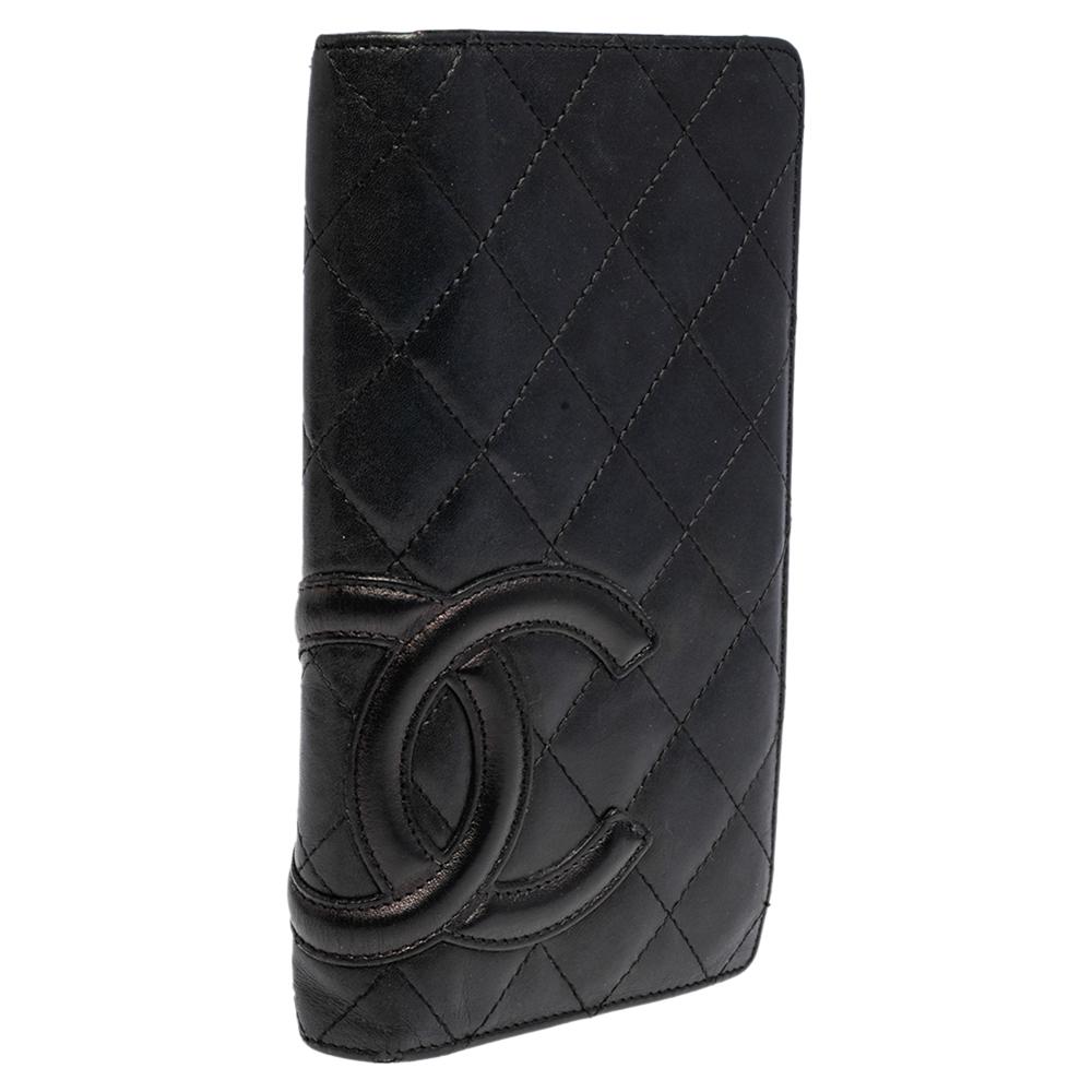 Women's Chanel Black Quilted Leather Cambon Ligne Yen Long Wallet