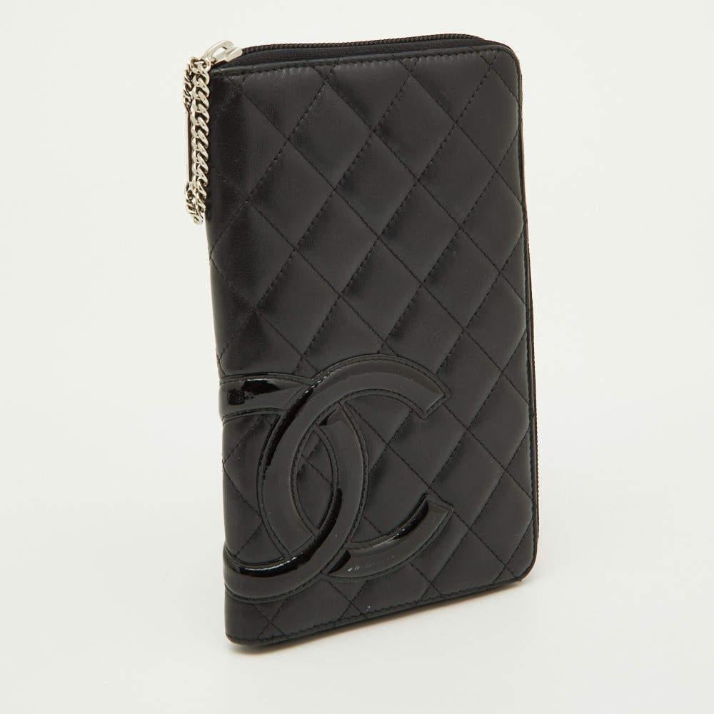 Chanel Black Quilted Leather Cambon Ligne Zippy Organizer Wallet In Good Condition In Dubai, Al Qouz 2