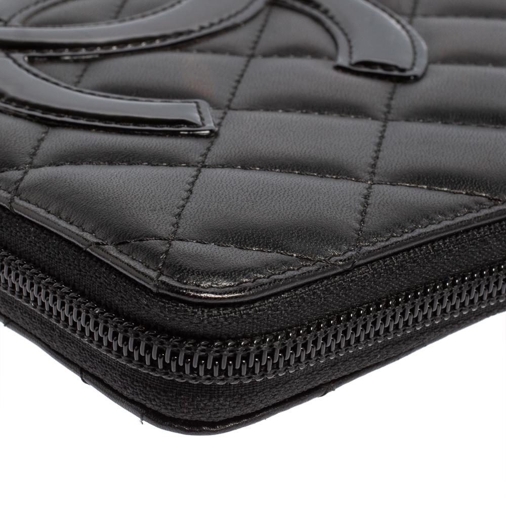 Chanel Black Quilted Leather Cambon Ligne Zippy Organizer Wallet 2