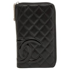 Chanel Black Quilted Leather Cambon Ligne Zippy Organizer Wallet
