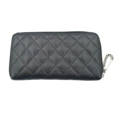 Chanel Black Quilted Leather Cambon Zip Around Wallet Coin Purse