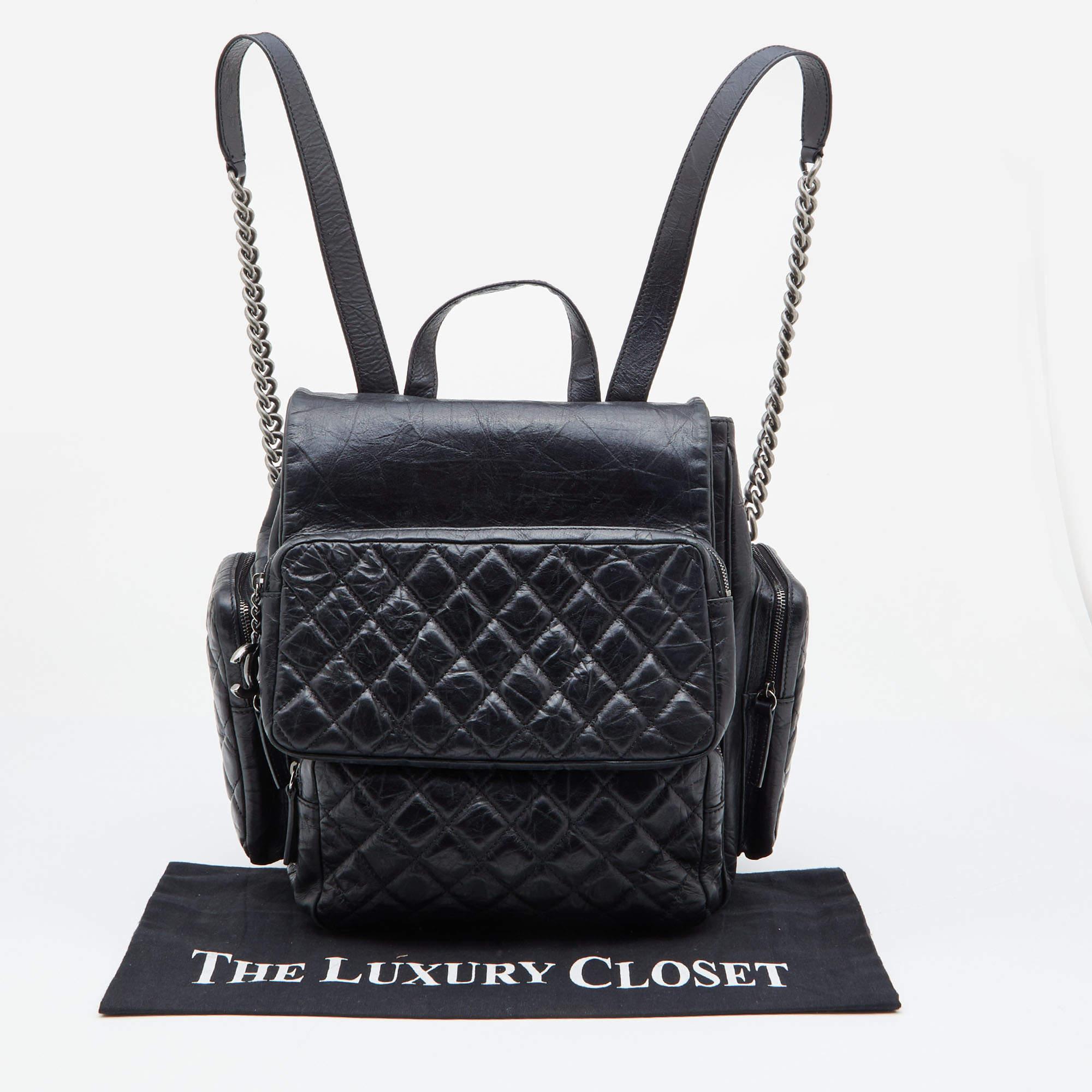 Chanel Black Quilted Leather Casual Rock Backpack 10