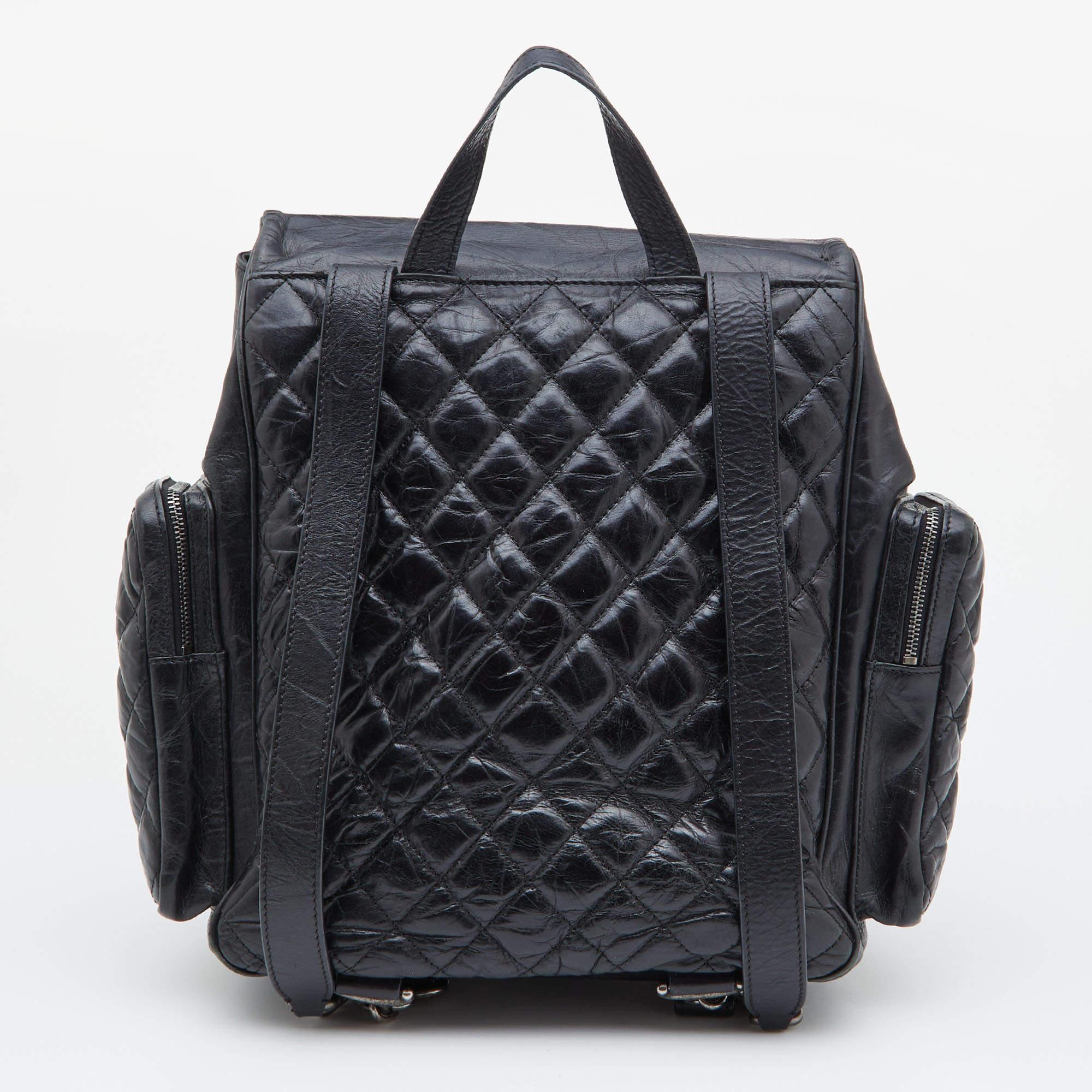 Chanel Black Quilted Leather Casual Rock Backpack 11