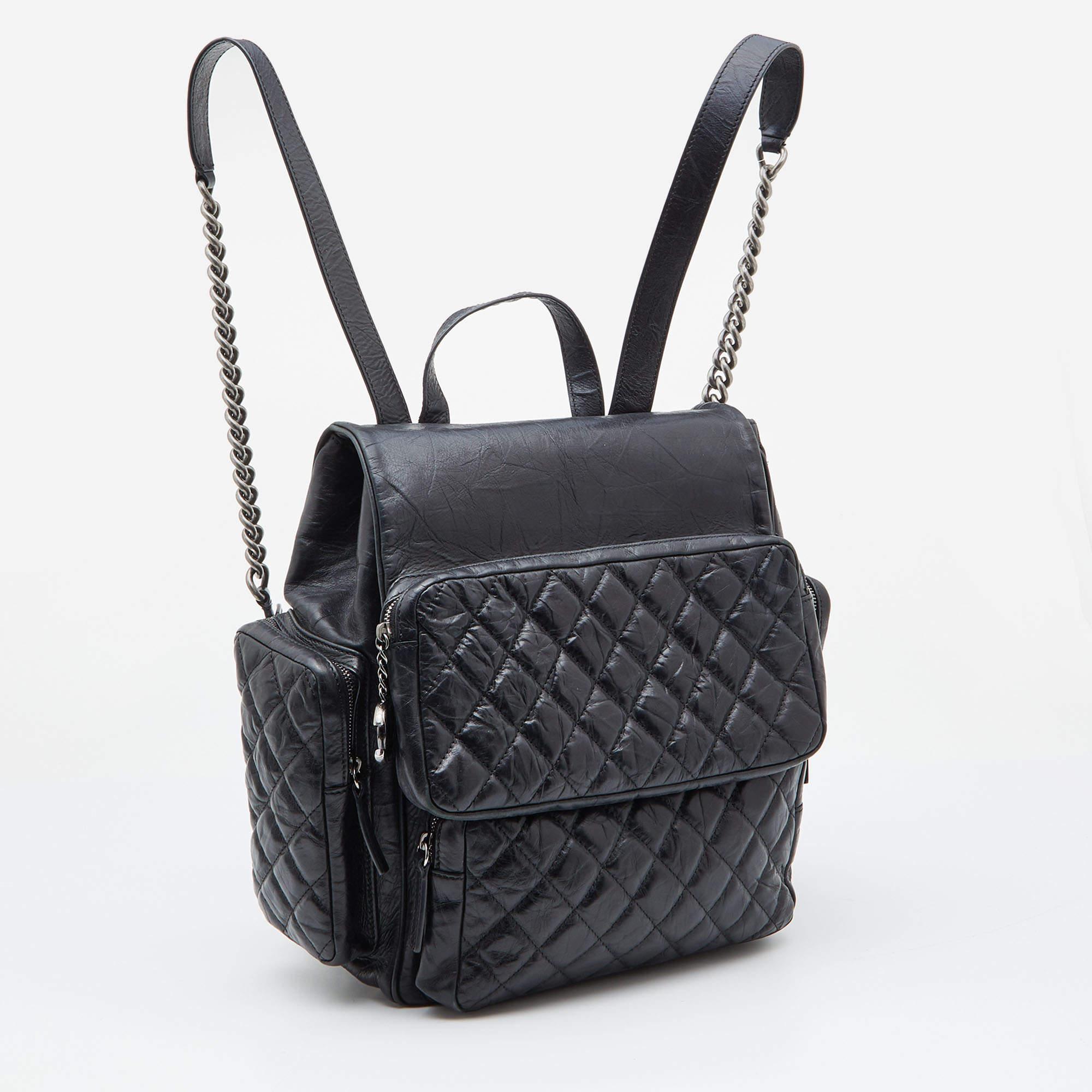 Chanel Black Quilted Leather Casual Rock Backpack 2