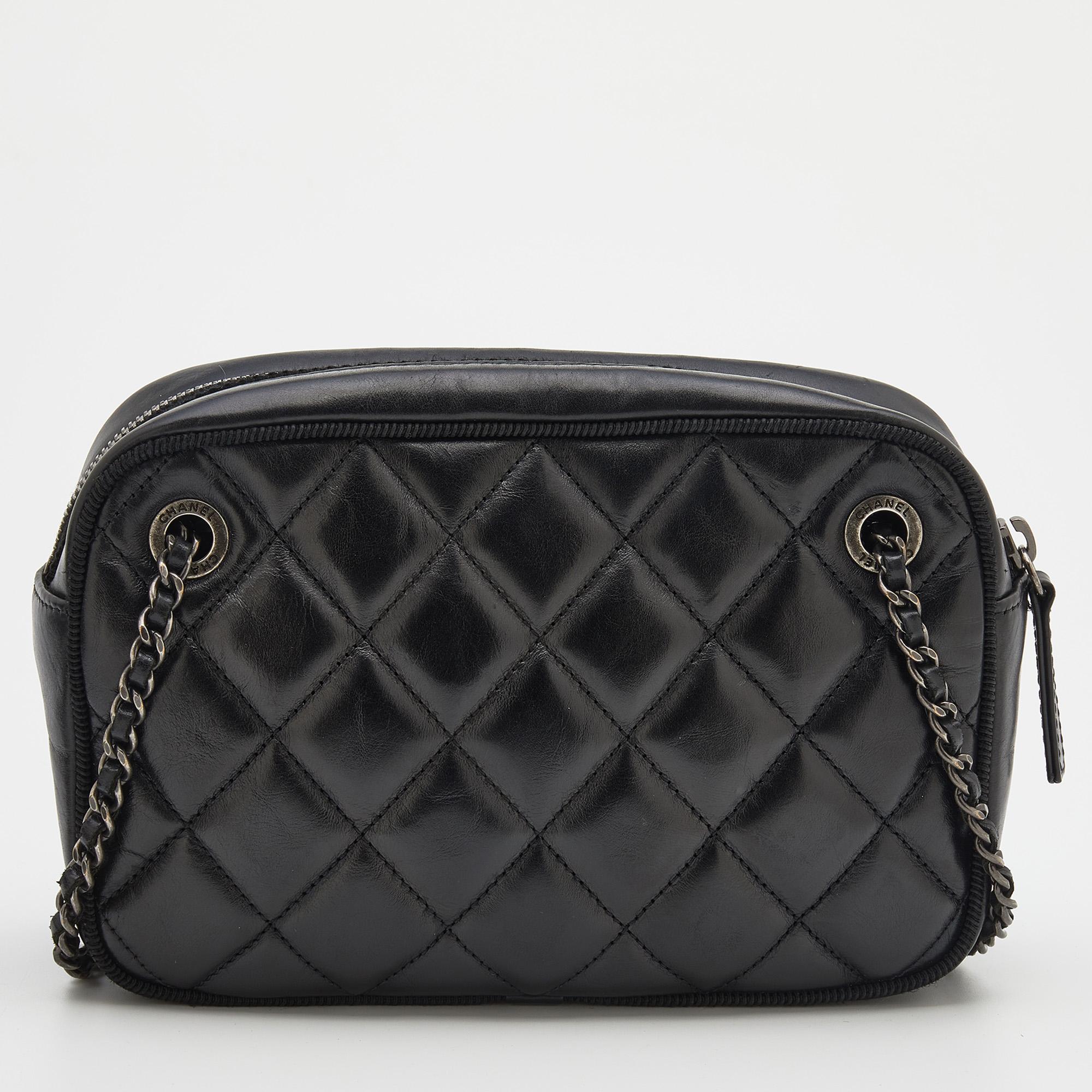 Chanel Black Quilted Leather CC Ballerine Camera Bag For Sale at 1stDibs