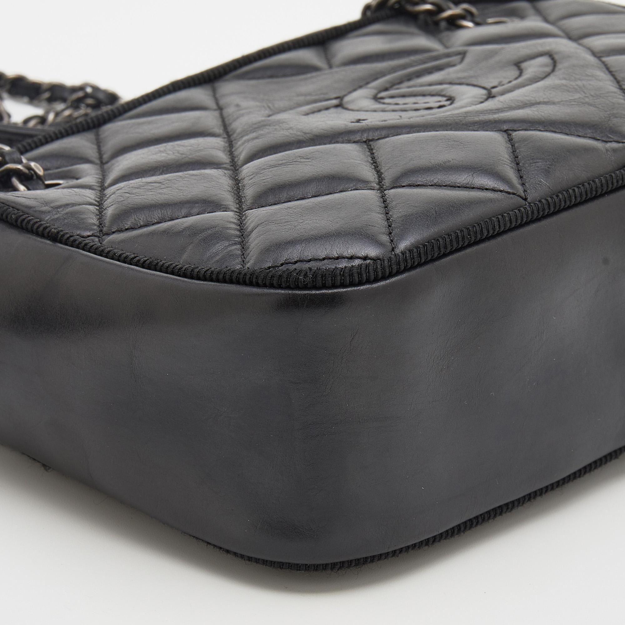 Chanel Black Quilted Leather CC Ballerine Camera Bag at 1stDibs