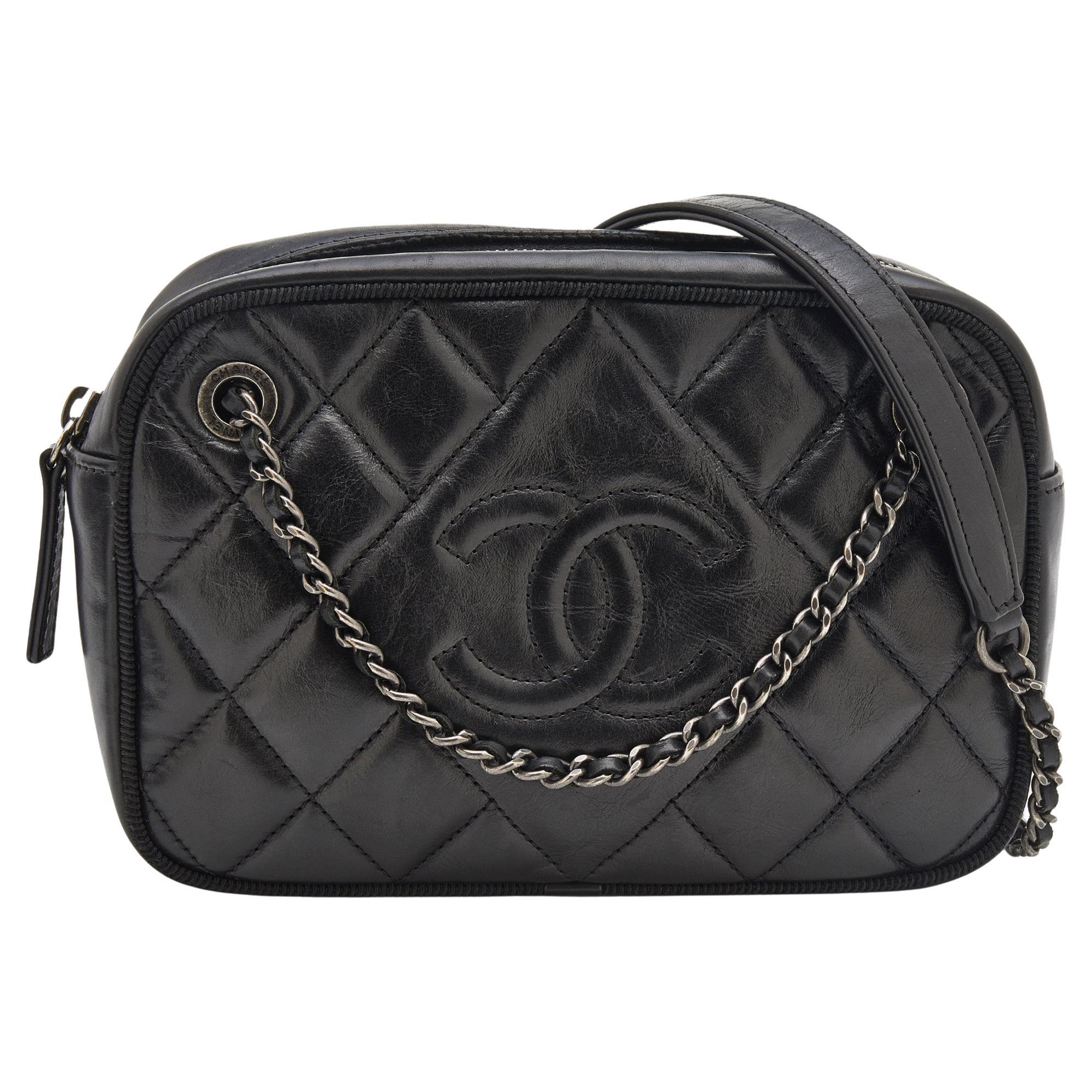 Chanel Black Quilted Leather CC Ballerine Camera Bag at 1stDibs