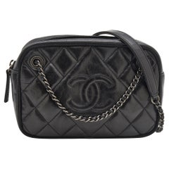 Chanel Black Quilted Leather CC Ballerine Camera Bag