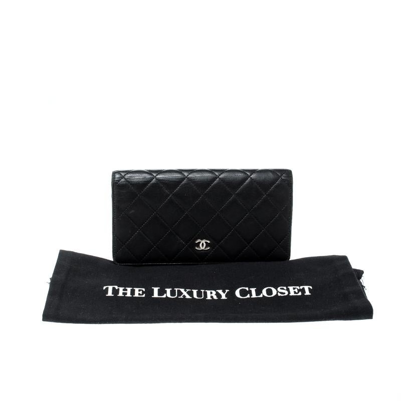 Chanel Black Quilted Leather CC Bifold Long Wallet 10