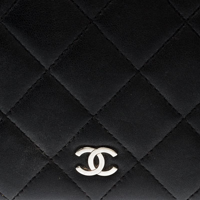 Chanel Black Quilted Leather CC Bifold Long Wallet 5