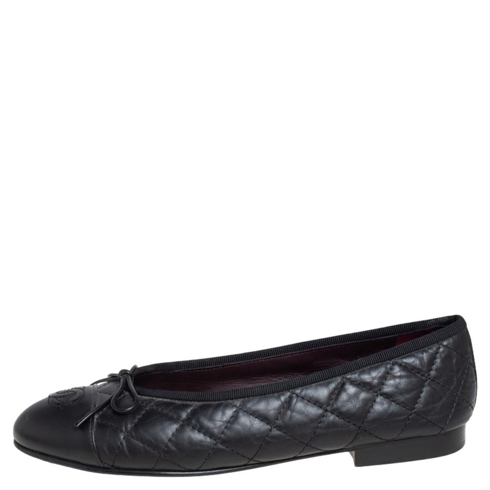 quilted leather ballet flats