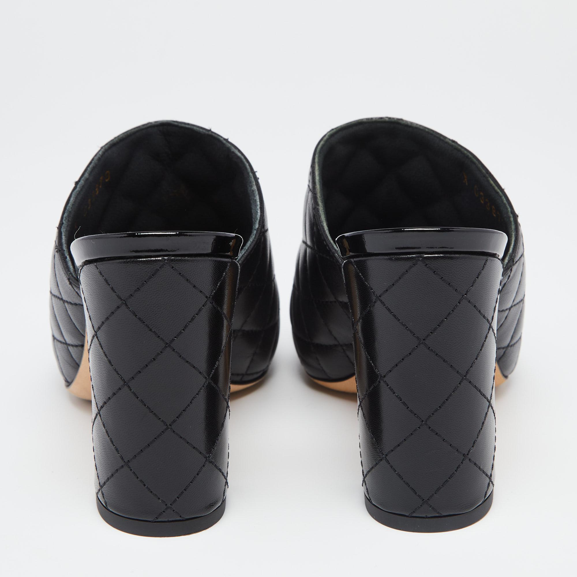 chanel quilted mule