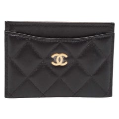 Chanel Black Quilted Leather CC Card Holder