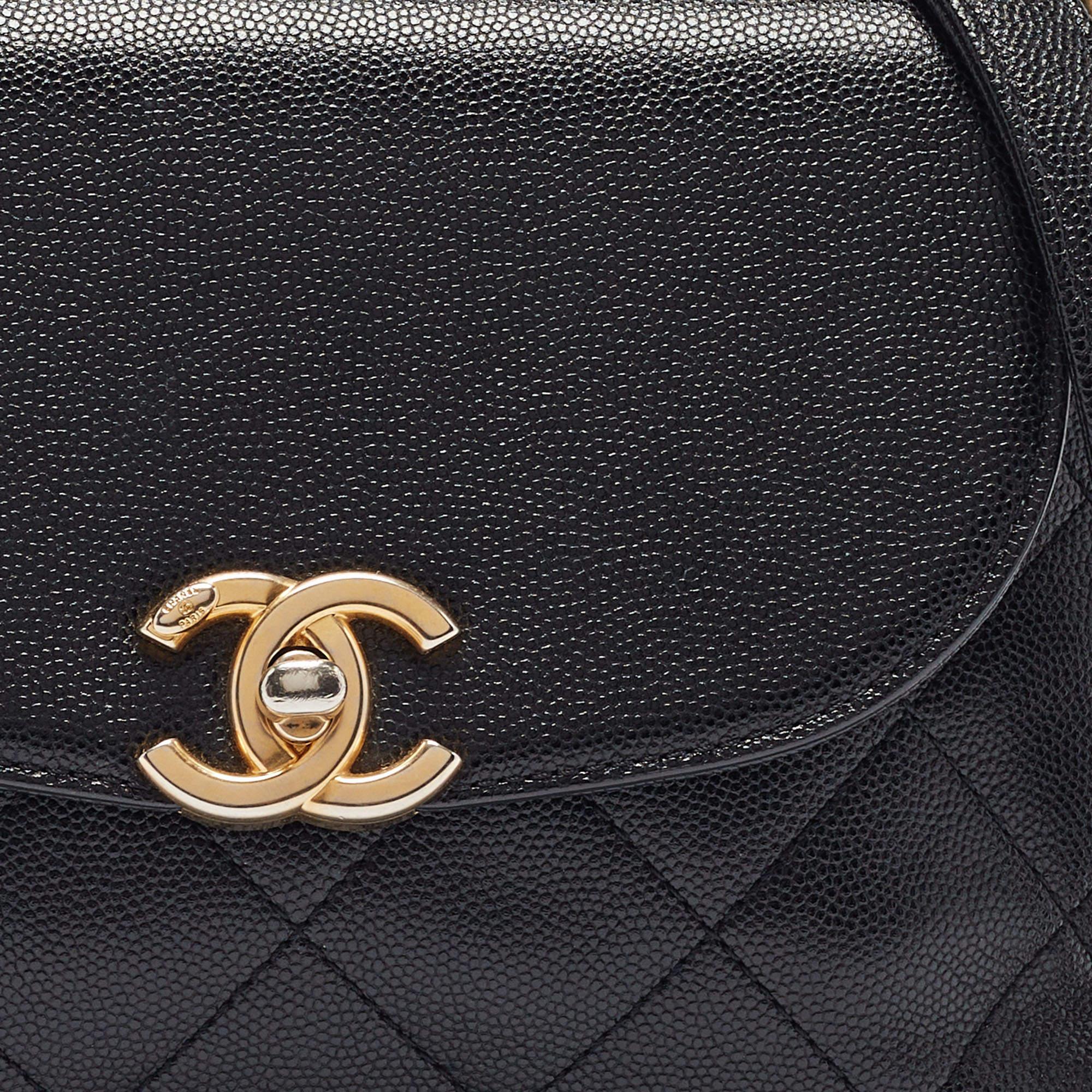 Chanel Black Quilted Leather CC Chain Scarf Top Handle Bag For Sale 2