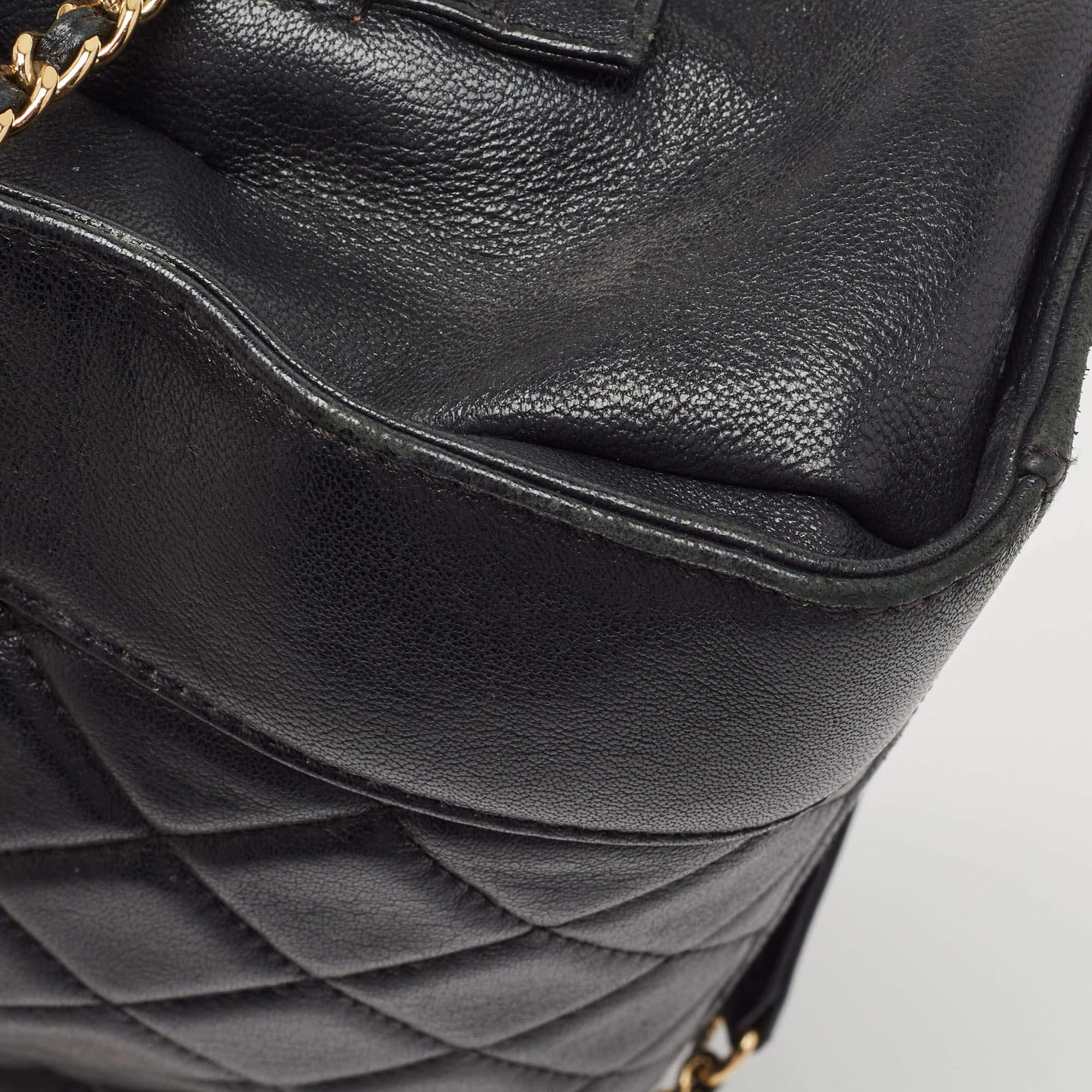 Chanel Black Quilted Leather CC Chain Tote For Sale 9