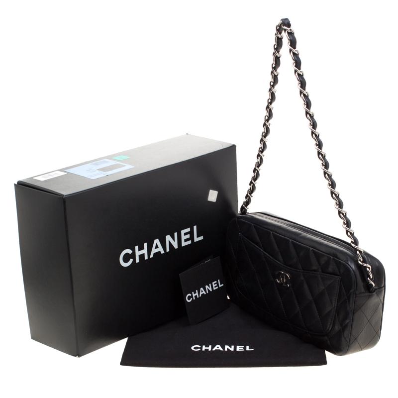 Chanel Black Quilted Leather CC Classic Camera Bag 8