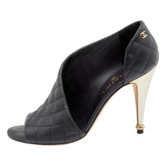 Chanel Black Quilted Leather CC D
orsay Peep Toe Pumps Size 39.5