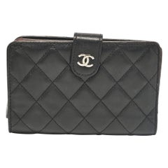 Chanel Black Quilted Leather CC French Wallet