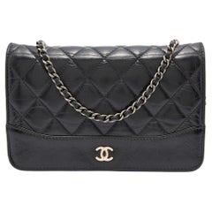 Chanel Black Quilted Leather CC Gabrielle Wallet On Chain
