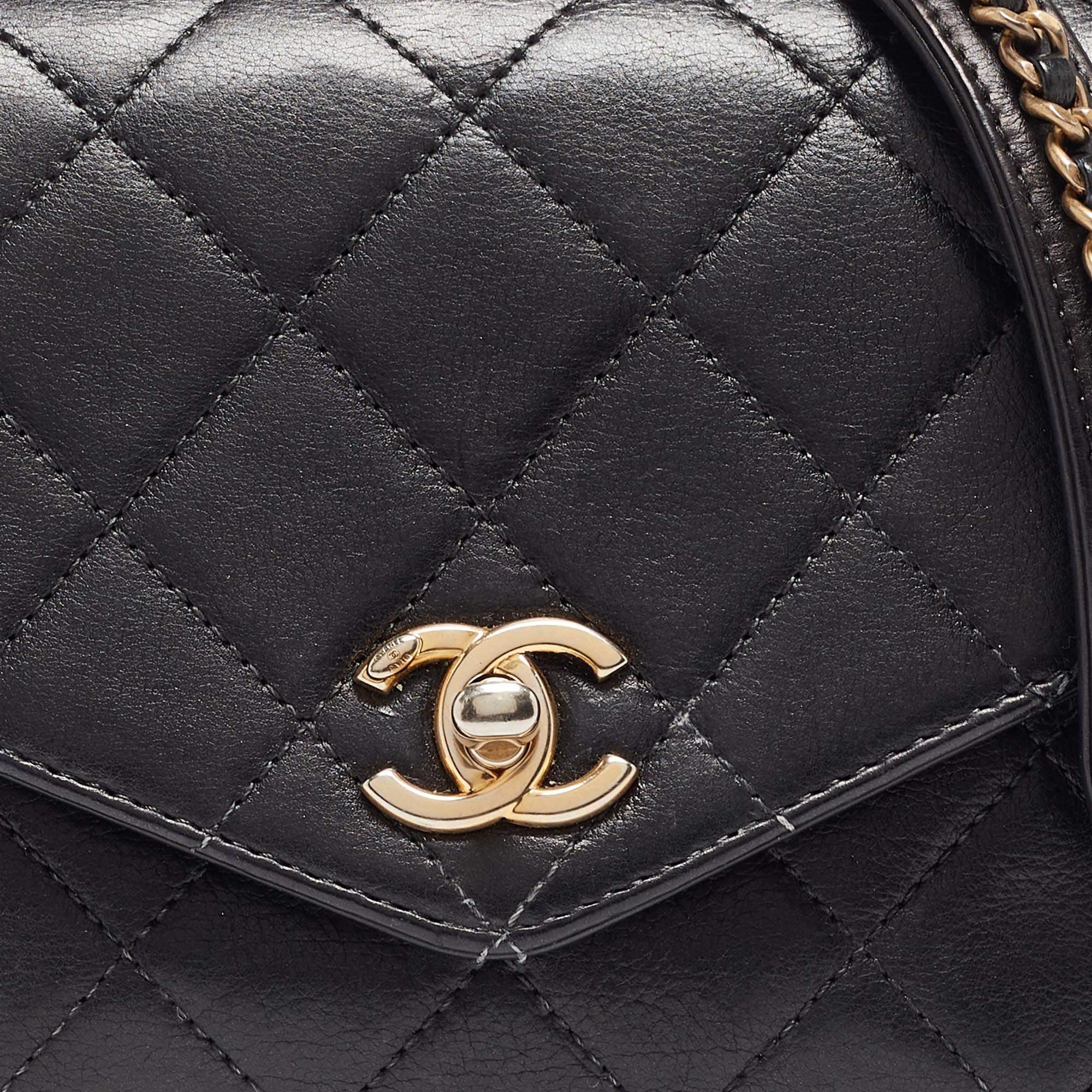 Chanel Black Quilted Leather CC Gold Top Handle Bag 14