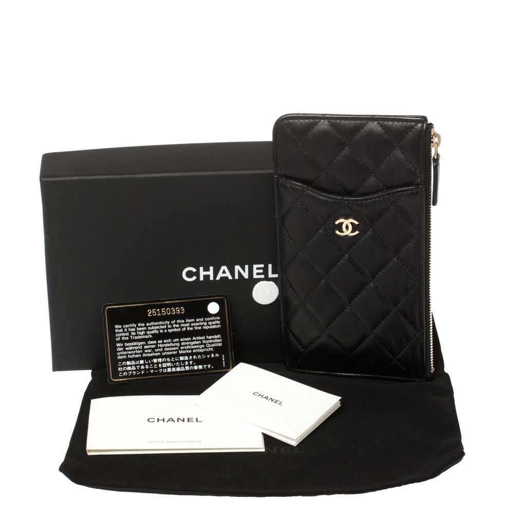 Chanel Black Quilted Leather CC Multi Functional Zip Pouch 7