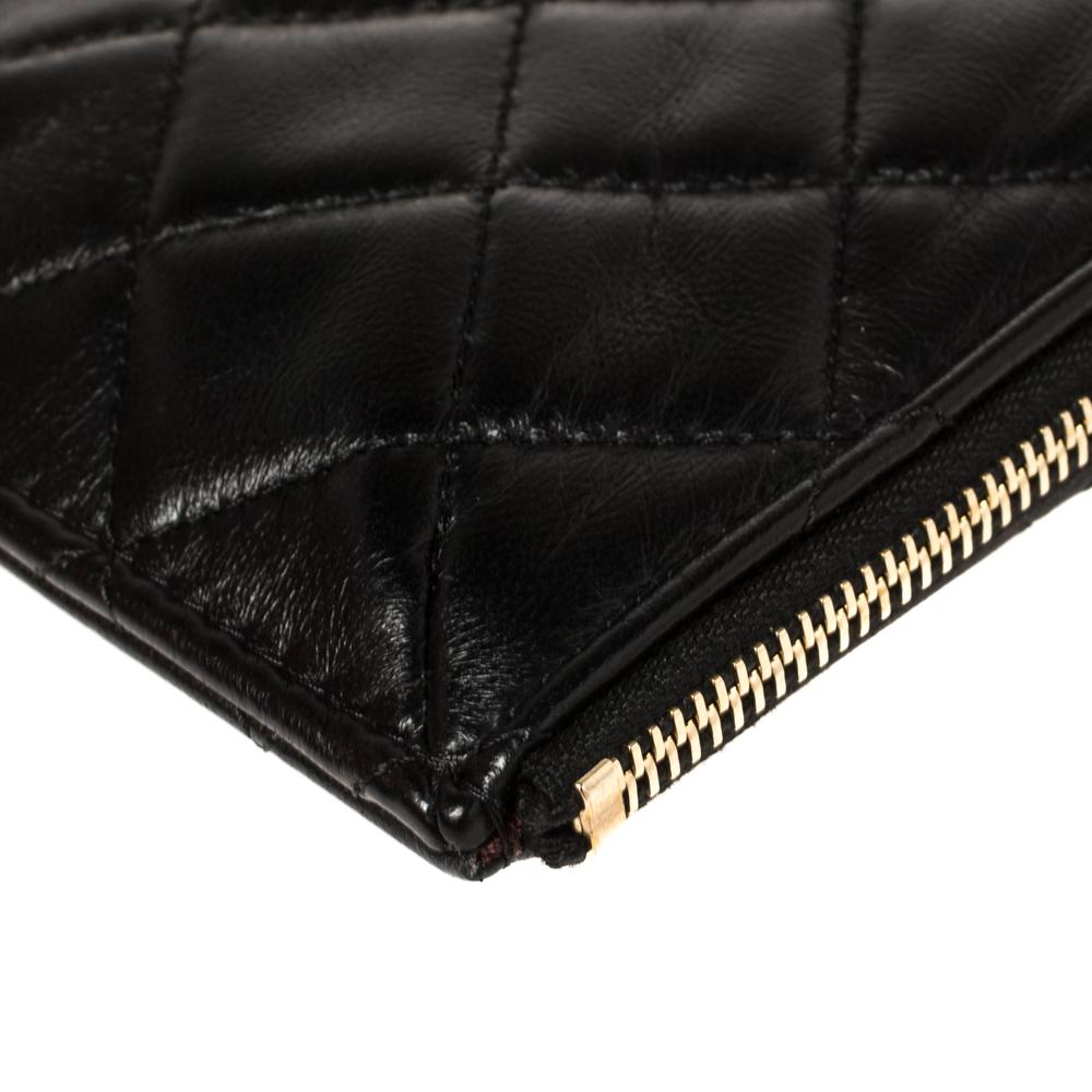 Women's Chanel Black Quilted Leather CC Multi Functional Zip Pouch