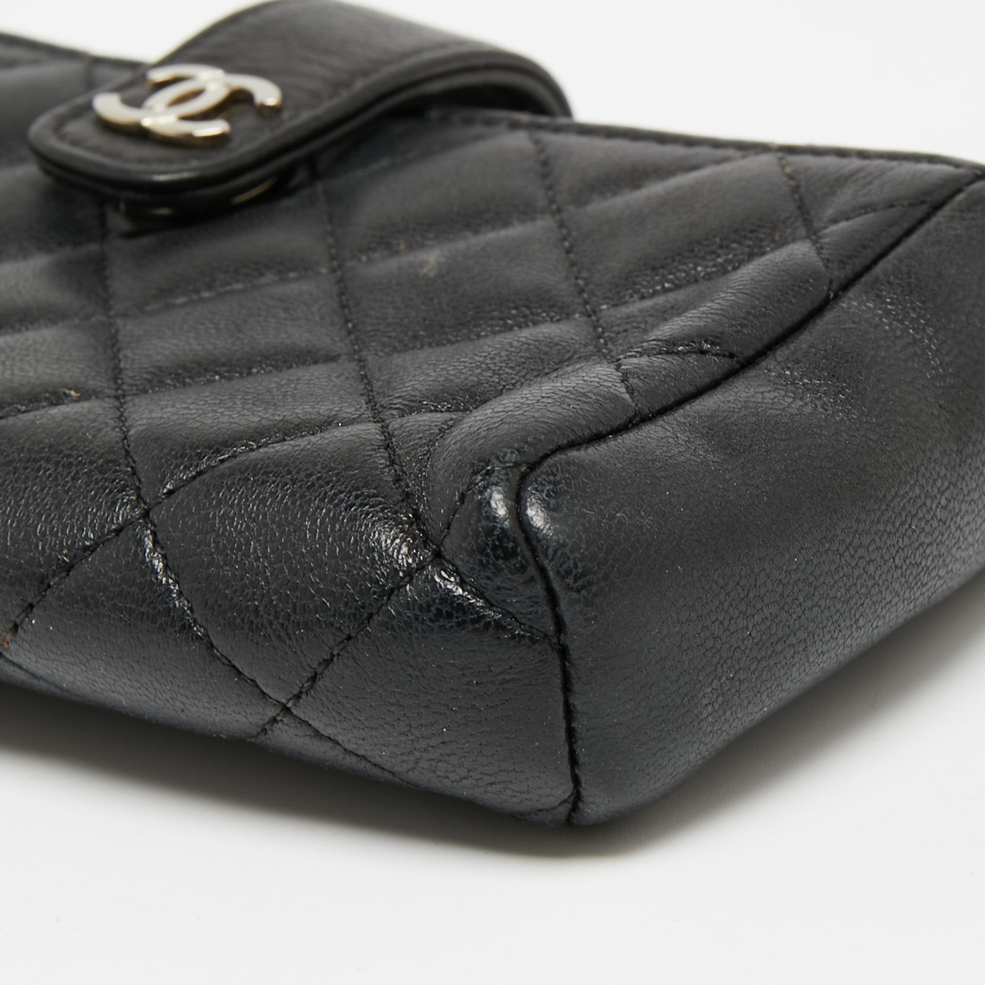 Chanel Black Quilted Leather CC Phone Pouch 1