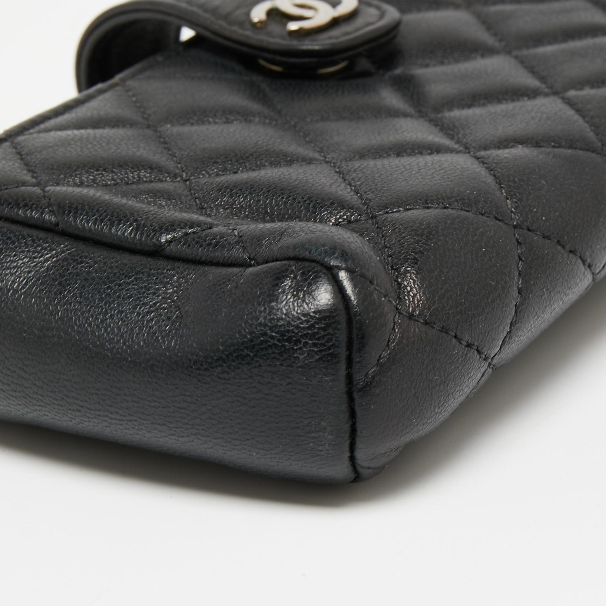 Chanel Black Quilted Leather CC Phone Pouch 2