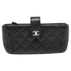 Chanel Black Quilted Leather CC Phone Pouch