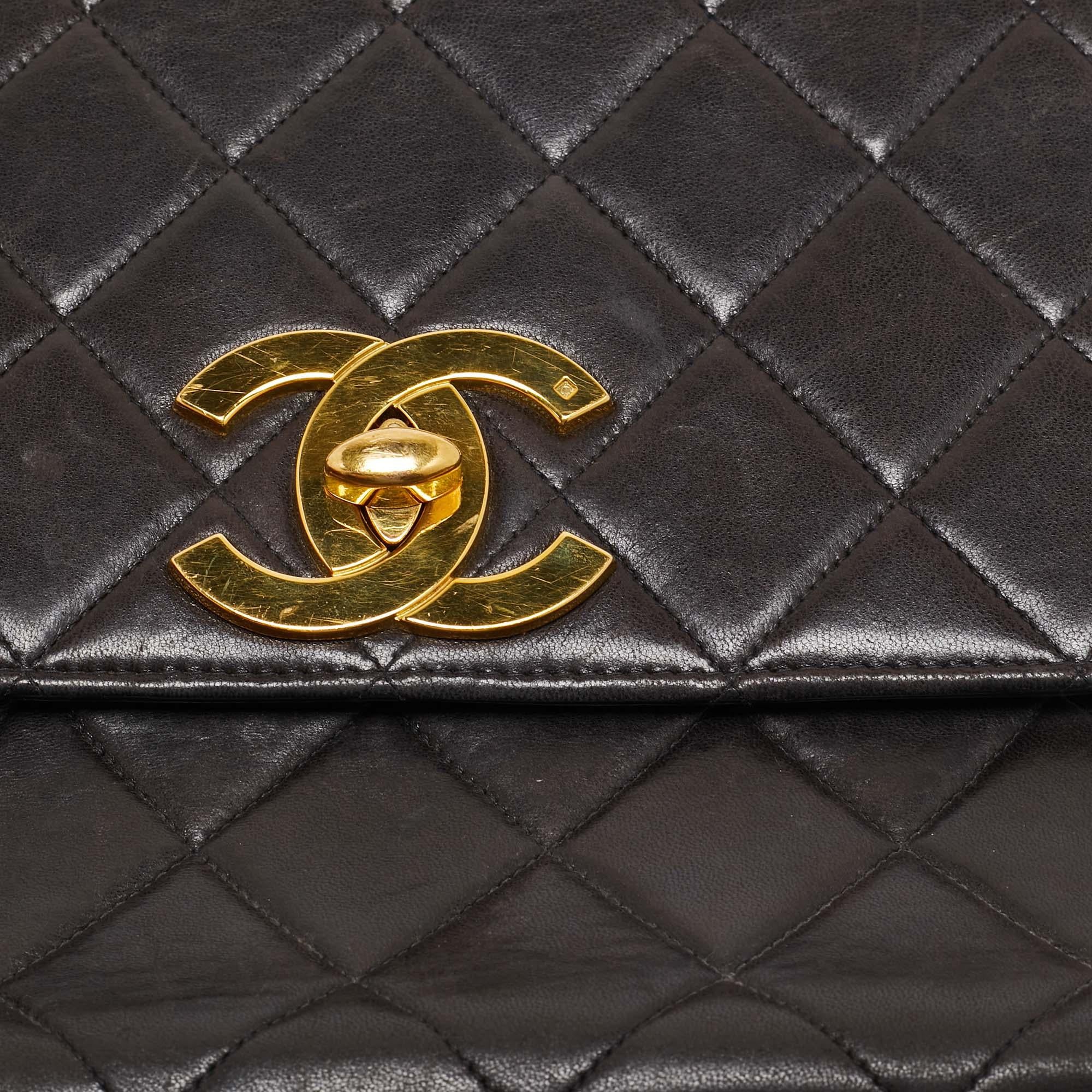 Chanel Black Quilted Leather CC Square Flap Chain Bag 1
