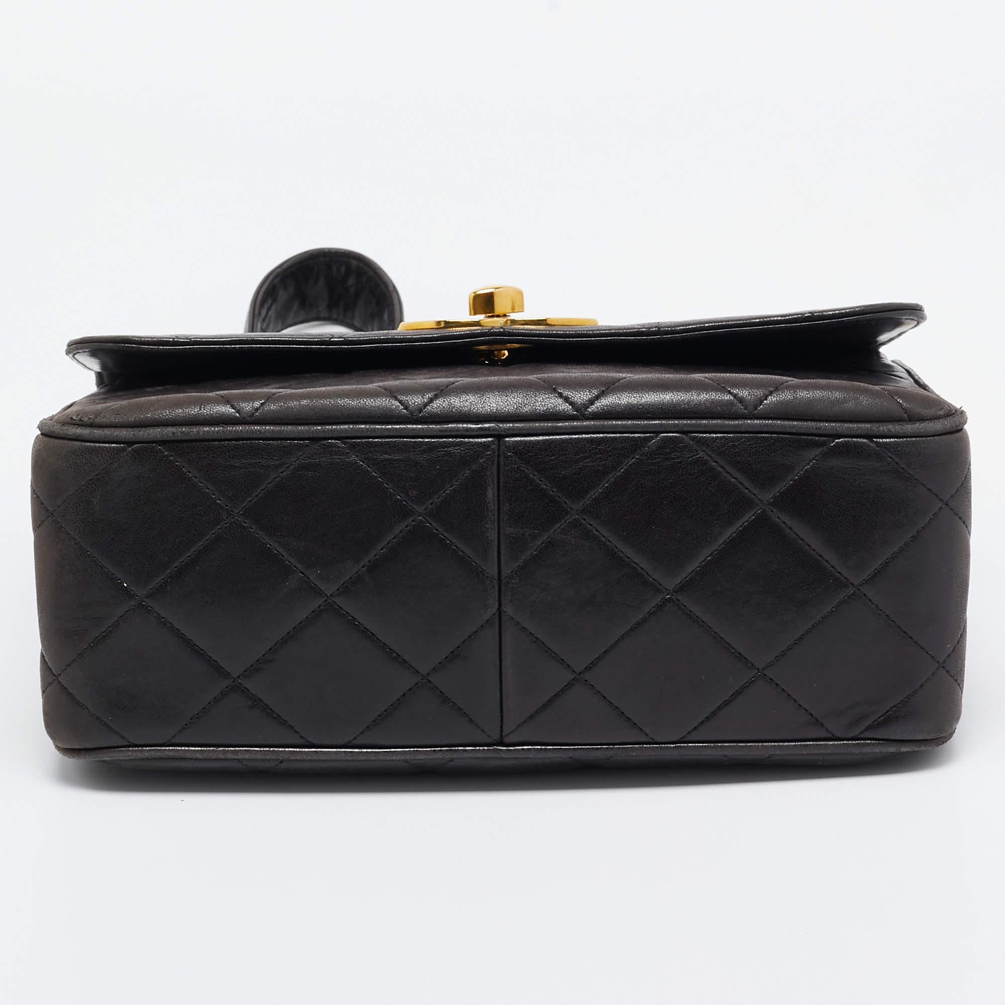 Chanel Black Quilted Leather CC Square Flap Chain Bag 4