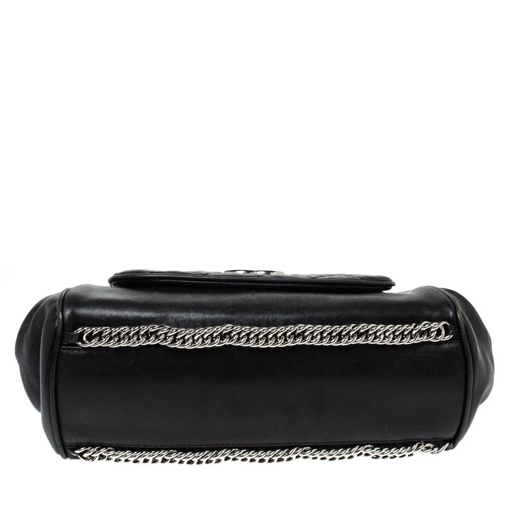 Chanel Black Quilted Leather Chain Around Accordion Flap Bag 6