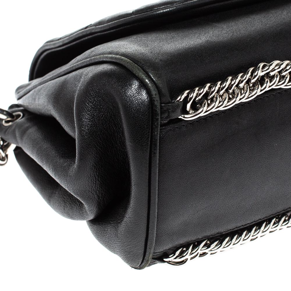 Chanel Black Quilted Leather Chain Around Accordion Flap Bag 3