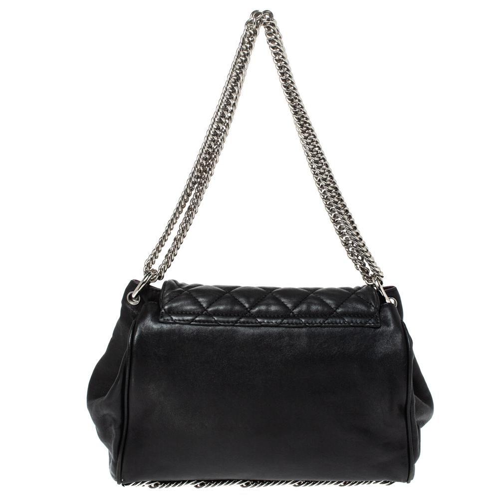 Chanel Black Quilted Leather Chain Around Accordion Flap Bag 4