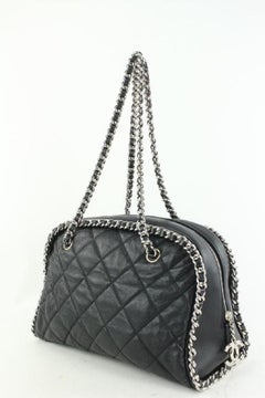 Chanel Black Quilted Leather Chain Around Bowler Bag 6cas624