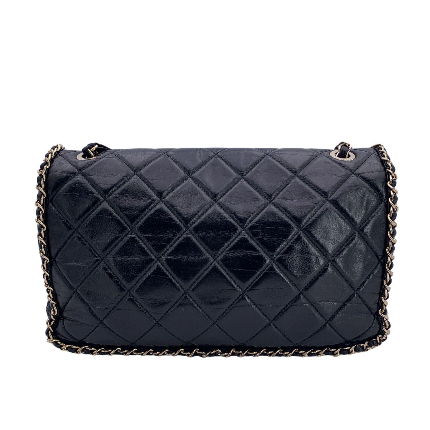 Women's Chanel Black Quilted Leather Chain Around Shoulder Bag