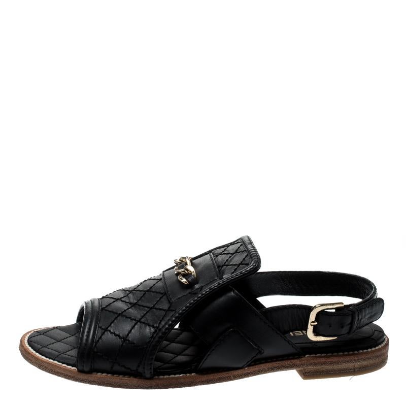 chanel quilted black sandals