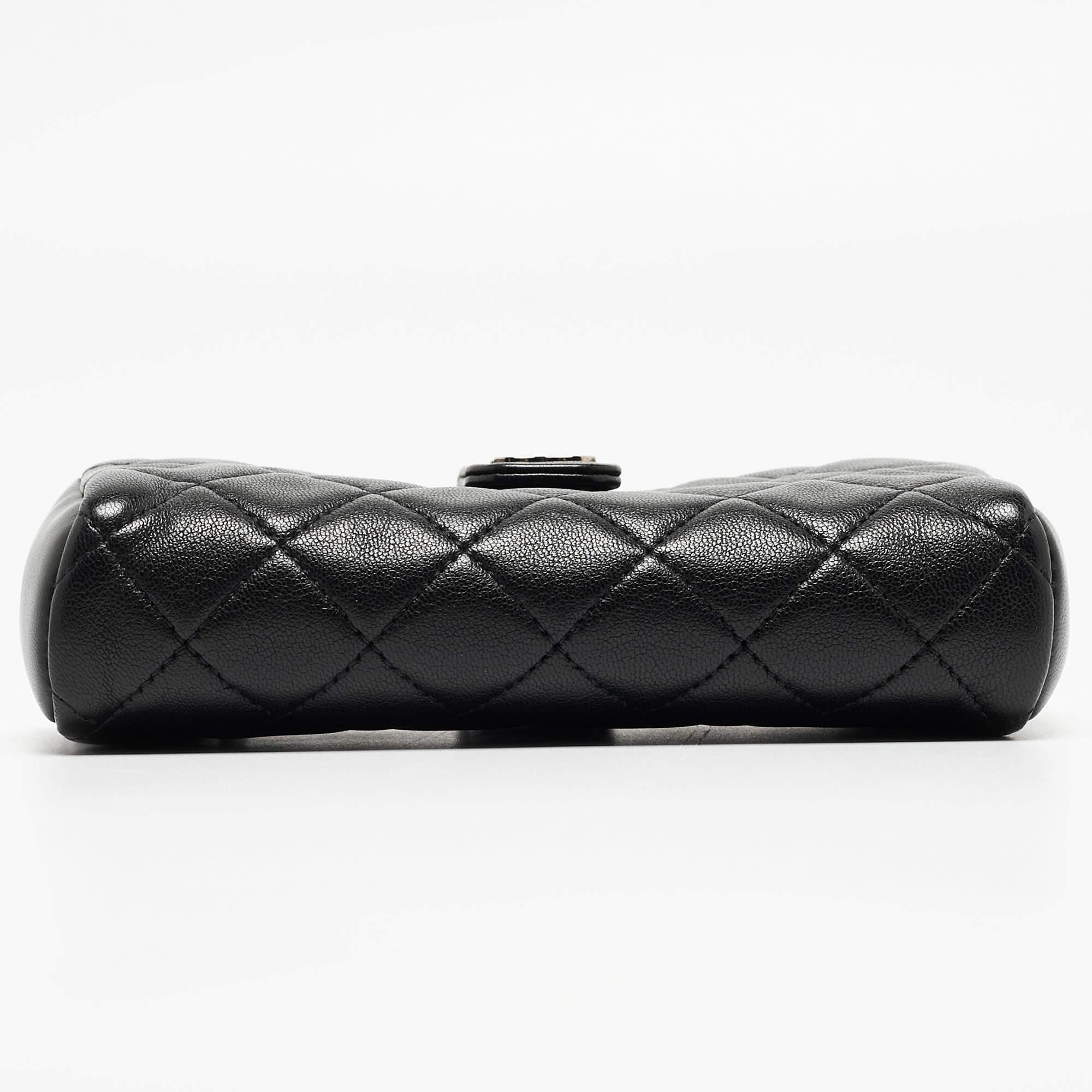 Chanel Black Quilted Leather Charm O-Phone Holder 6