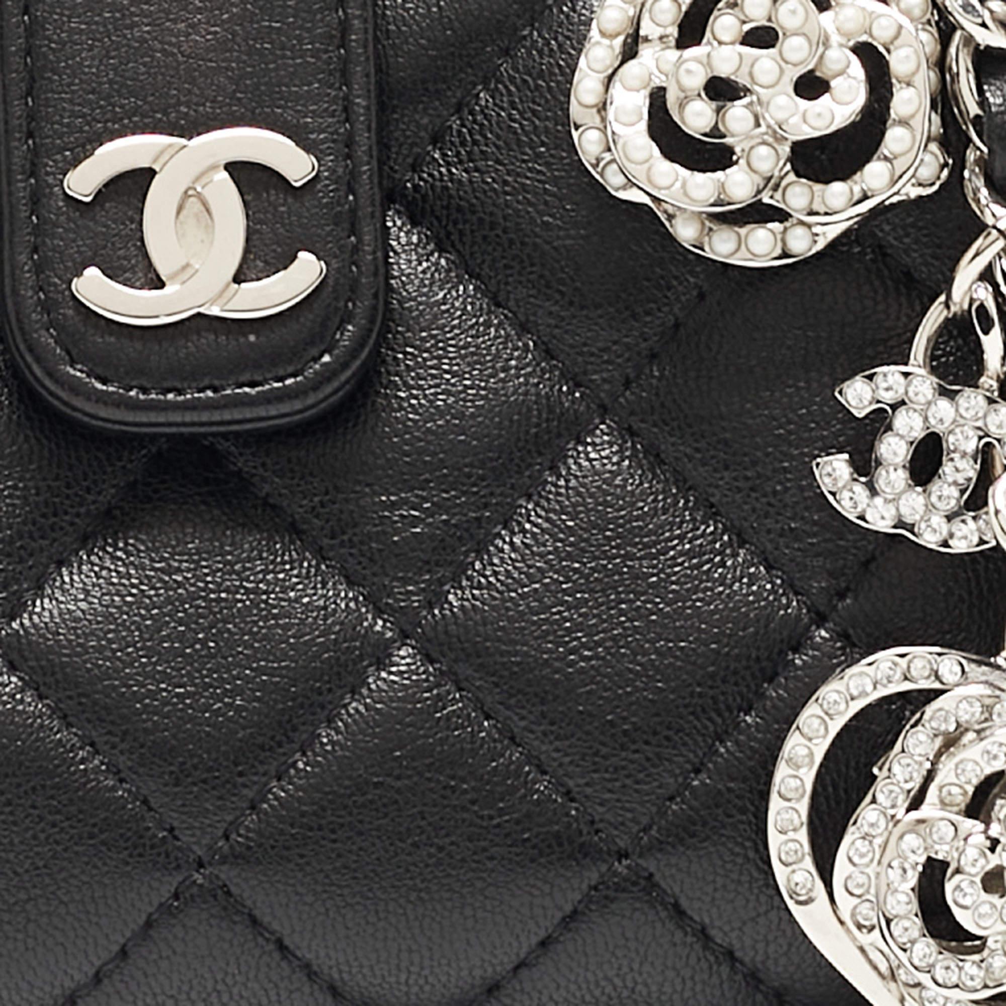 Chanel Black Quilted Leather Charm O-Phone Holder 4