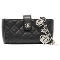 Chanel Black Quilted Leather Charm O-Phone Holder