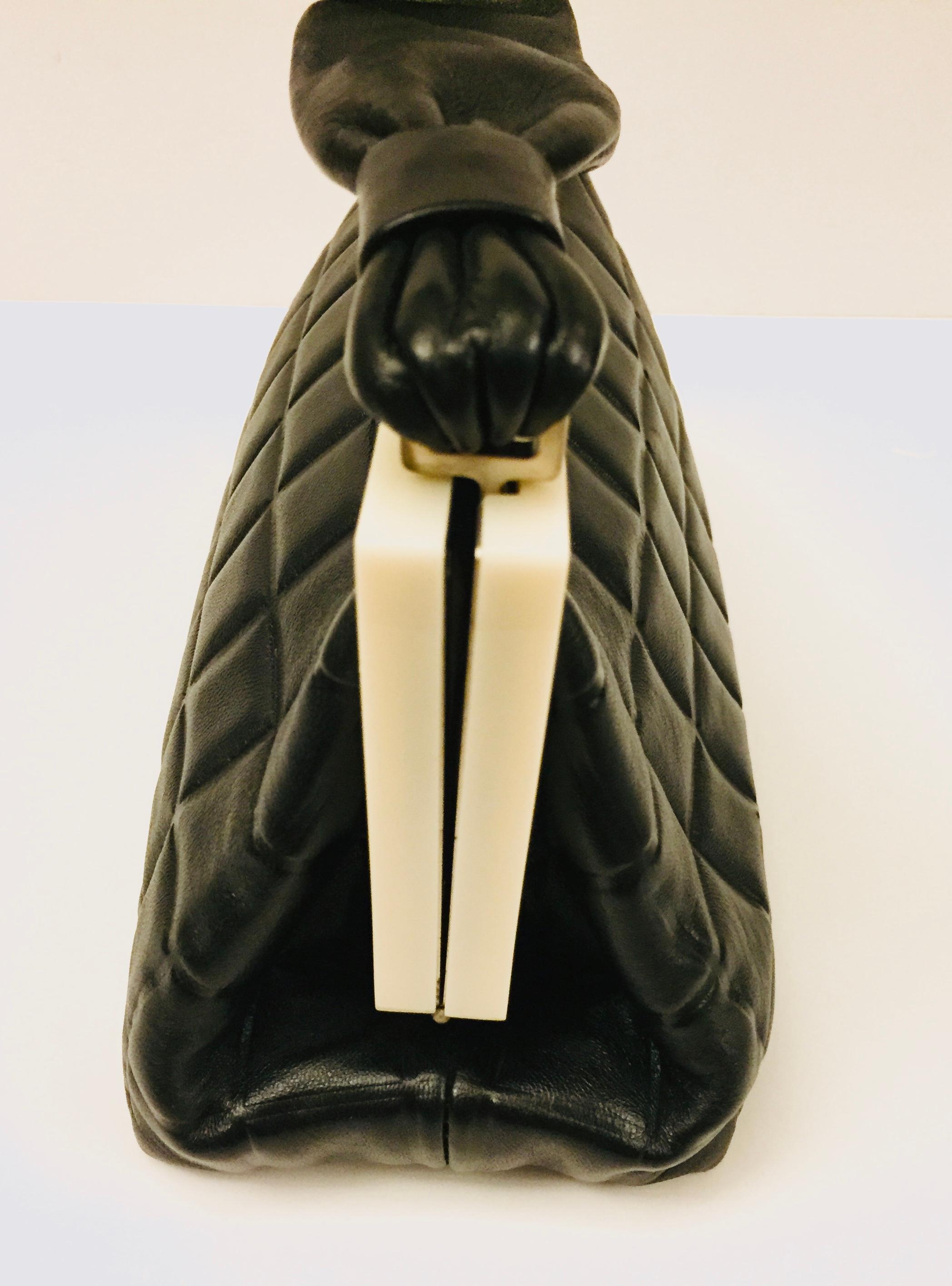 Chanel black quilted leather chocolate bar handle bag In Excellent Condition In Sheung Wan, HK