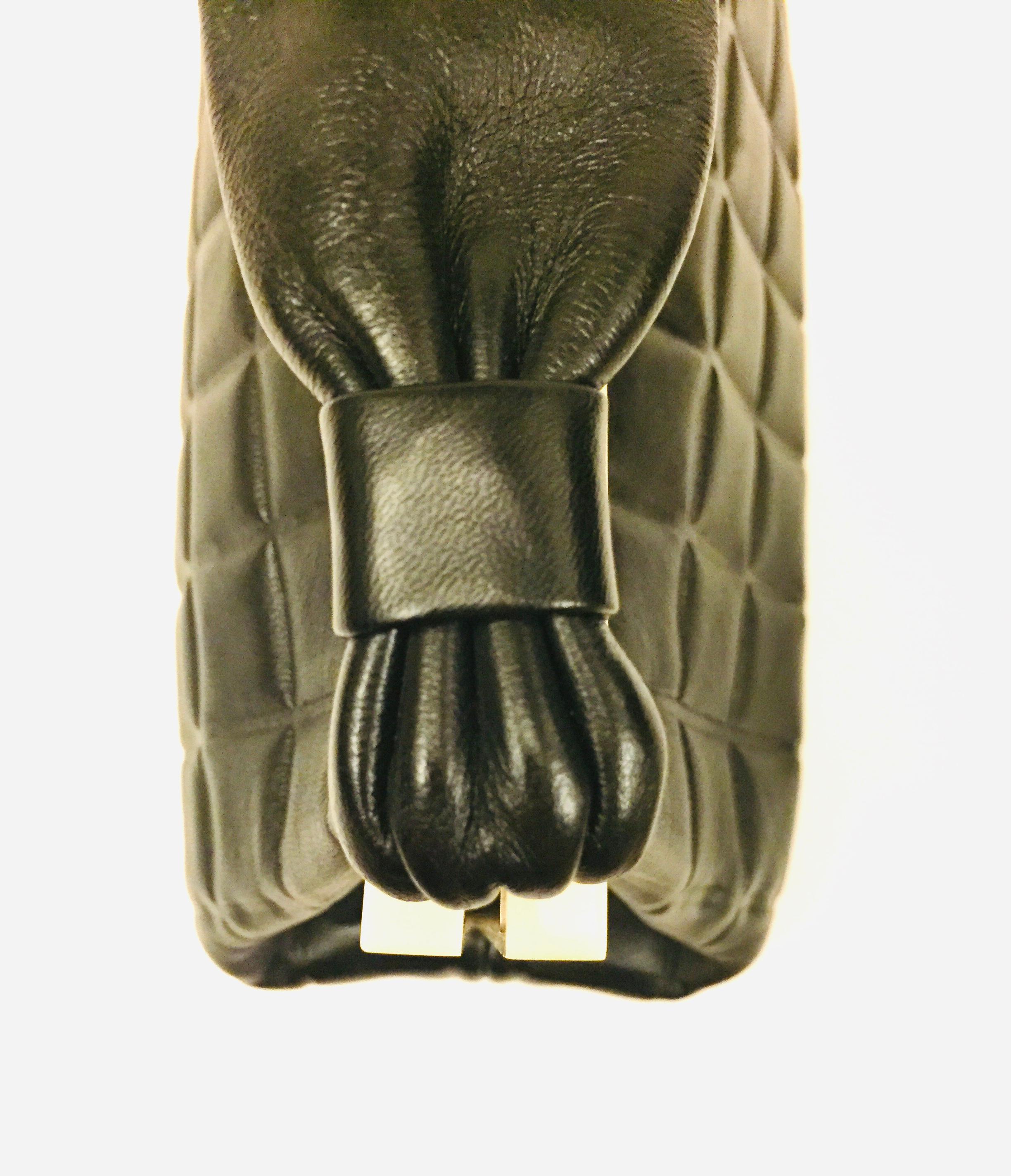 Women's Chanel black quilted leather chocolate bar handle bag
