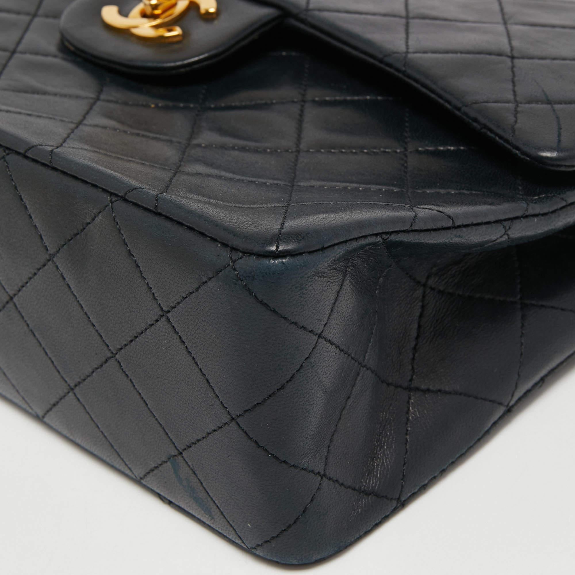 Chanel Black Quilted Leather Classic Double Flap Bag 6