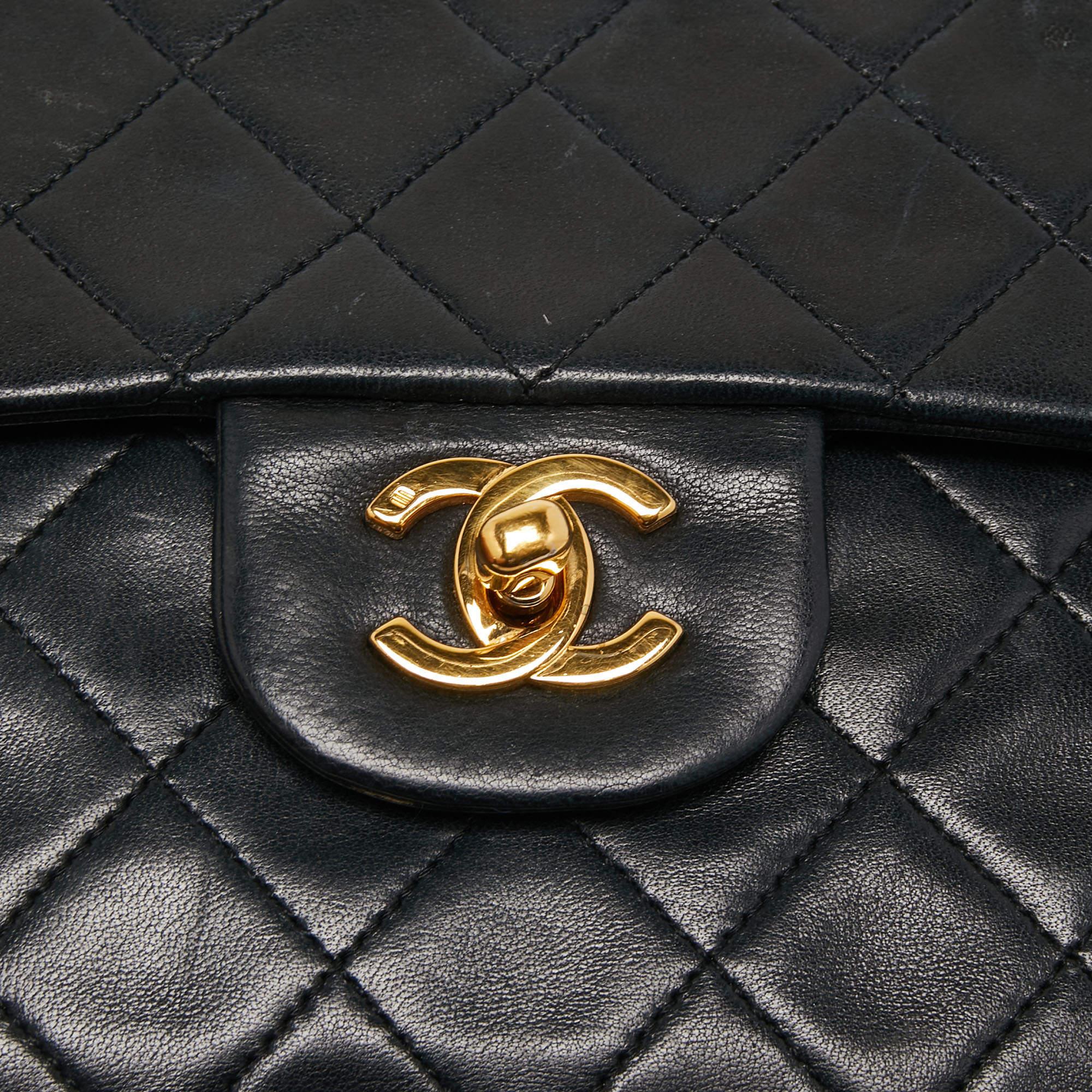Chanel Black Quilted Leather Classic Double Flap Bag 13