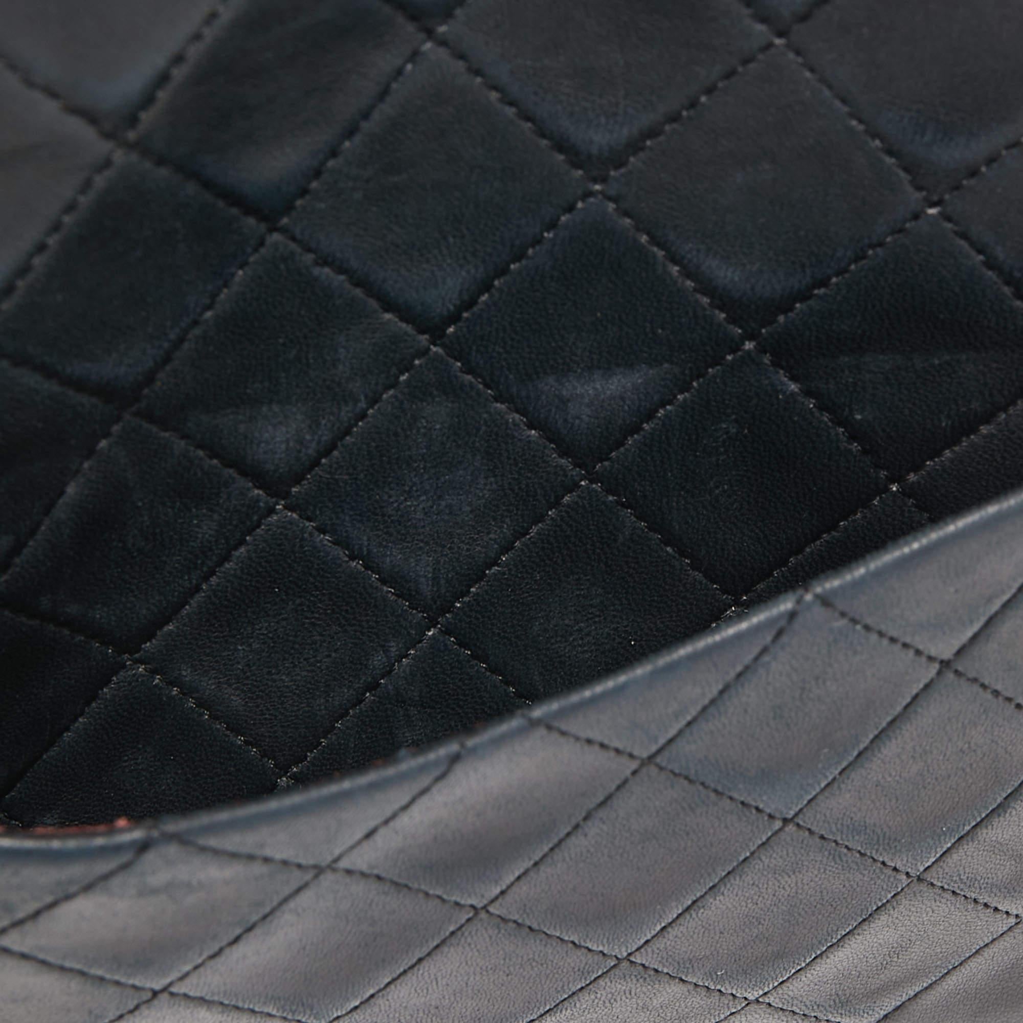 Chanel Black Quilted Leather Classic Double Flap Bag 4