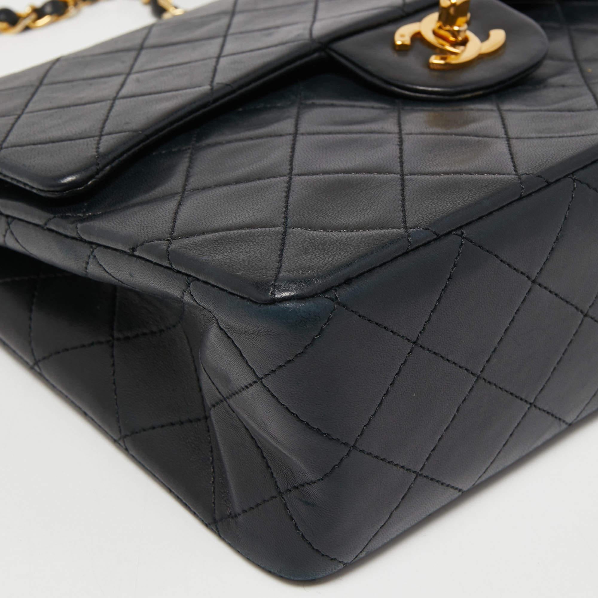 Chanel Black Quilted Leather Classic Double Flap Bag 5