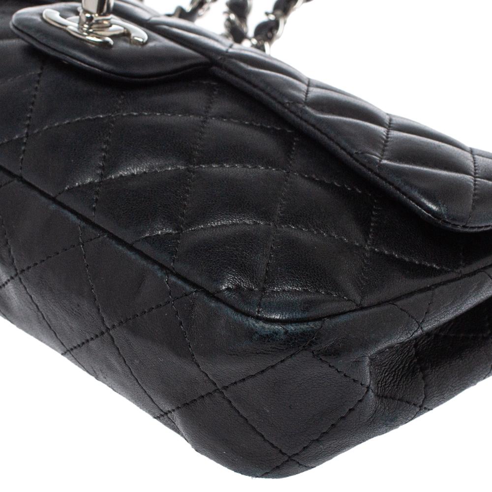 Chanel Black Quilted Leather Classic East West Flap Bag 7