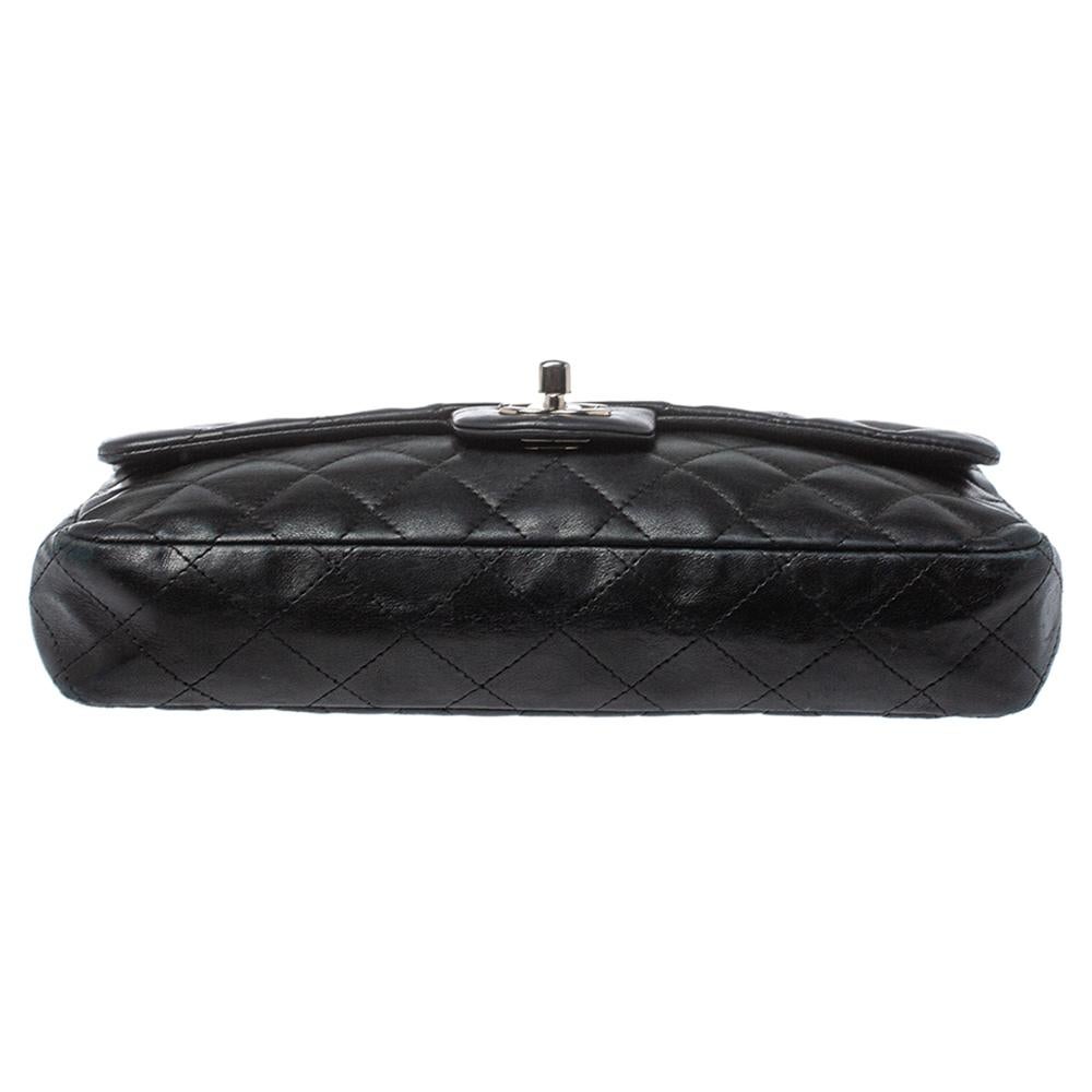 Chanel Black Quilted Leather Classic East West Flap Bag 1