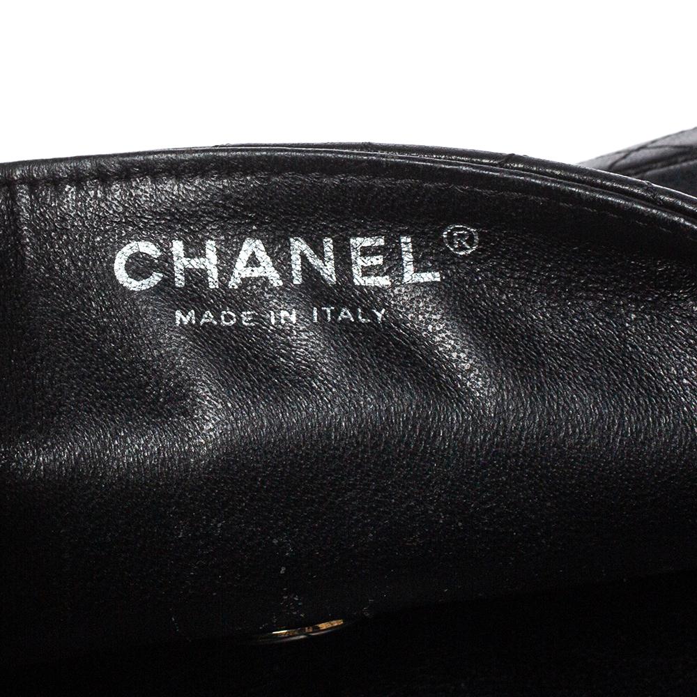 Chanel Black Quilted Leather Classic East West Flap Bag 4