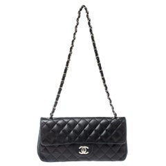 Chanel Black Quilted Leather Classic East West Flap Bag
